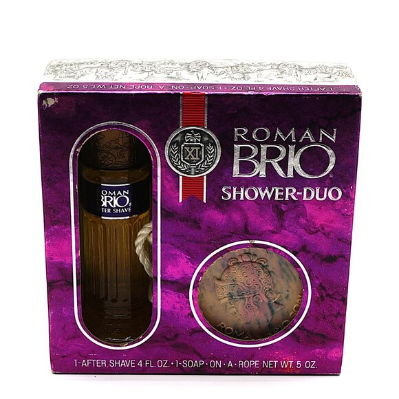 Roman Brio Shower Duo Aftershave 4 oz & Soap on a Rope 5 oz Vintage - Picture 3 of 7